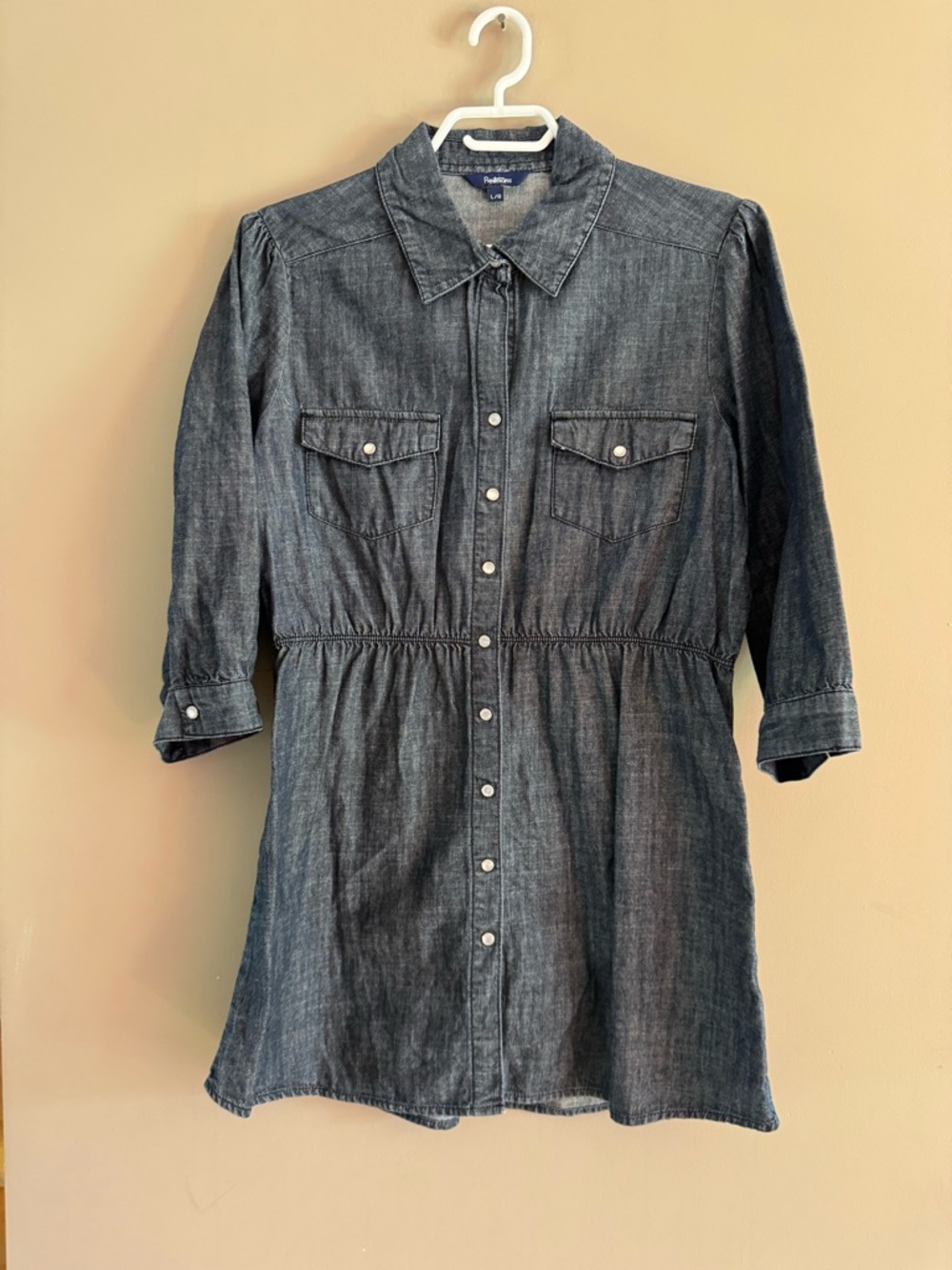 Indigo Denim Jeans Press-Button Front Shirt Dress Tunic